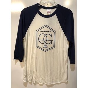 Obey White and Navy Baseball Tee